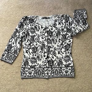 Pretty black & white 3/4 length sleeve cardigan sweater!by Notations size small
